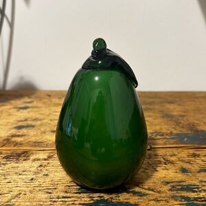 Elegant Green Glass Pear Sculpture